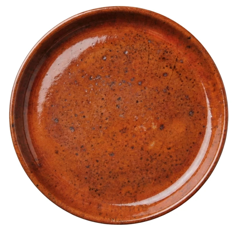 Soucoupe ronde 21cm orange tropical faite à la main en terre cuite émaillée