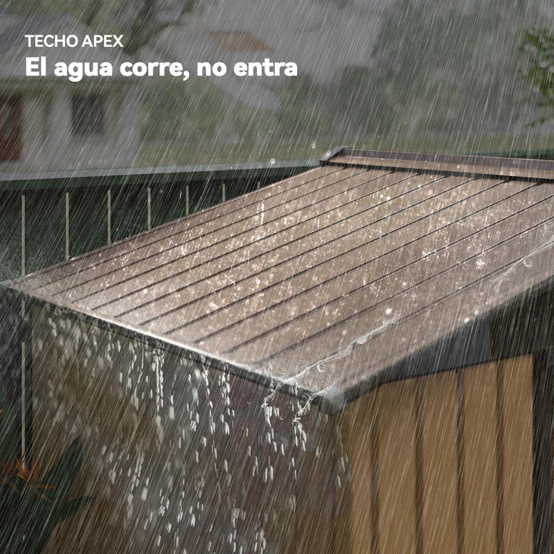 Outsunny Caseta de Jardín Exterior 2,42 m², 213x130x185 cm, Cobertizo de Jardín Exterior Metálico con Puertas Correderas, Ventilación y Kit de Fundación, para Almacenamiento de Herramientas, Amarillo