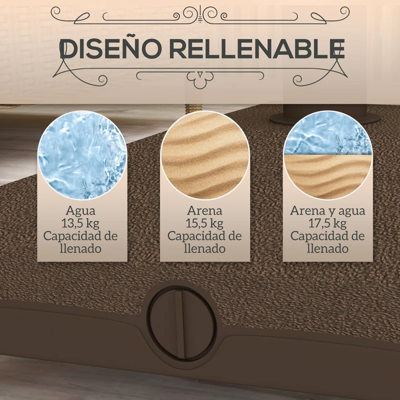 Outsunny Base para Sombrilla con Ruedas, 2,5 kg, Soporte de Parasol de HDPE, Pie para Sombrilla con Postes Ø22 mm a Ø38 mm, Rellenable de Arena 18 kg o Agua 16 kg, para Jardín, Patio, Terraza, Marrón