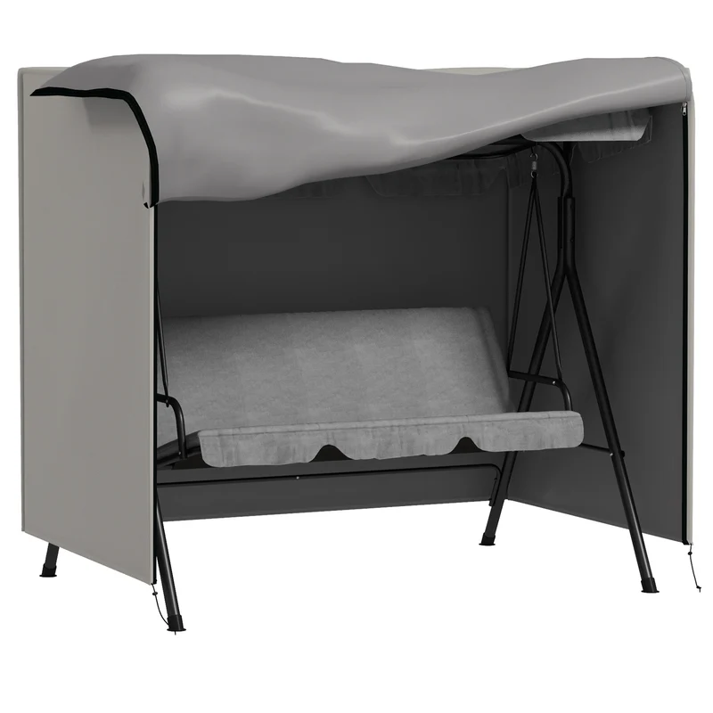 Outsunny Funda Balancín Jardín Funda Columpio Jardín Exterior Cubierta de Columpio de Tela Oxford 600D con 2 Cremalleras Impermeable 177x114x152 cm Gris