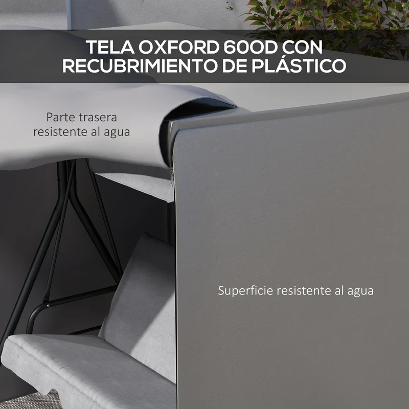 Outsunny Funda Balancín Jardín Funda Columpio Jardín Exterior Cubierta de Columpio de Tela Oxford 600D con 2 Cremalleras Impermeable 177x114x152 cm Gris