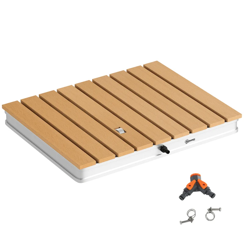 Outsunny Ducha de Jardín Portátil 70,5x55 cm Ducha Exterior de Suelo Altura Ajustable hasta 4 m Estructura de Aluminio Resistente al Agua a los Rayos UV y a Las Heladas para Camping Piscina Playa
