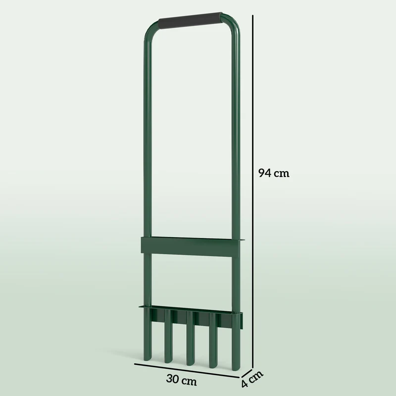 Outsunny Aireador de Césped Manual, Aireador de 5 Púas Huecas con Mango Antideslizante, Herramienta de Perforación de Césped para Cuidado de Jardines y Patios, Verde Oscuro