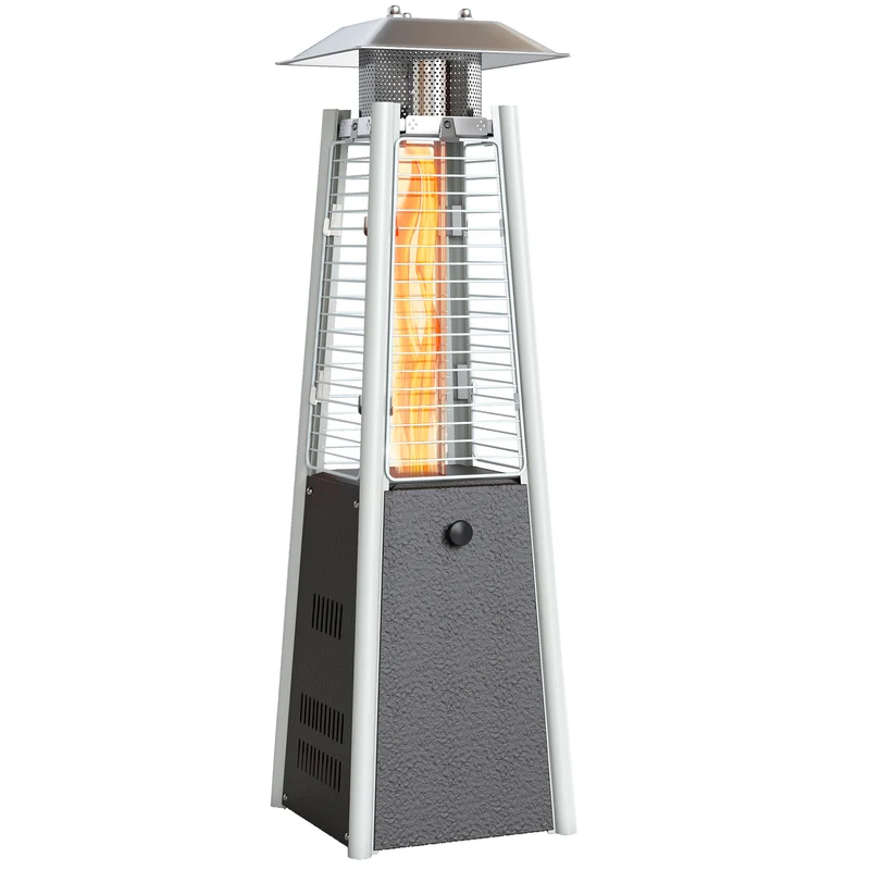 Outsunny Estufa de Gas Butano, 3000W, Calefactor de Exterior a Gas Portátil con Temperatura Ajustable, Protección contra Vuelcos, Ignición por Presión, para Butano y Propano, 3 m², Bronce