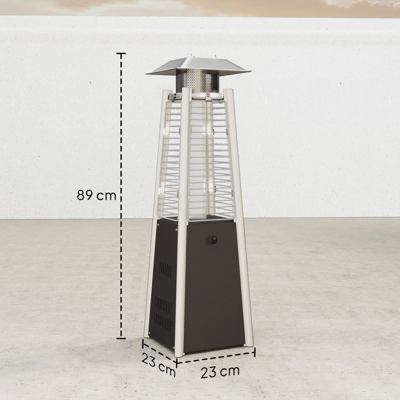 Outsunny Estufa de Gas Butano, 3000W, Calefactor de Exterior a Gas Portátil con Temperatura Ajustable, Protección contra Vuelcos, Ignición por Presión, para Butano y Propano, 3 m², Bronce