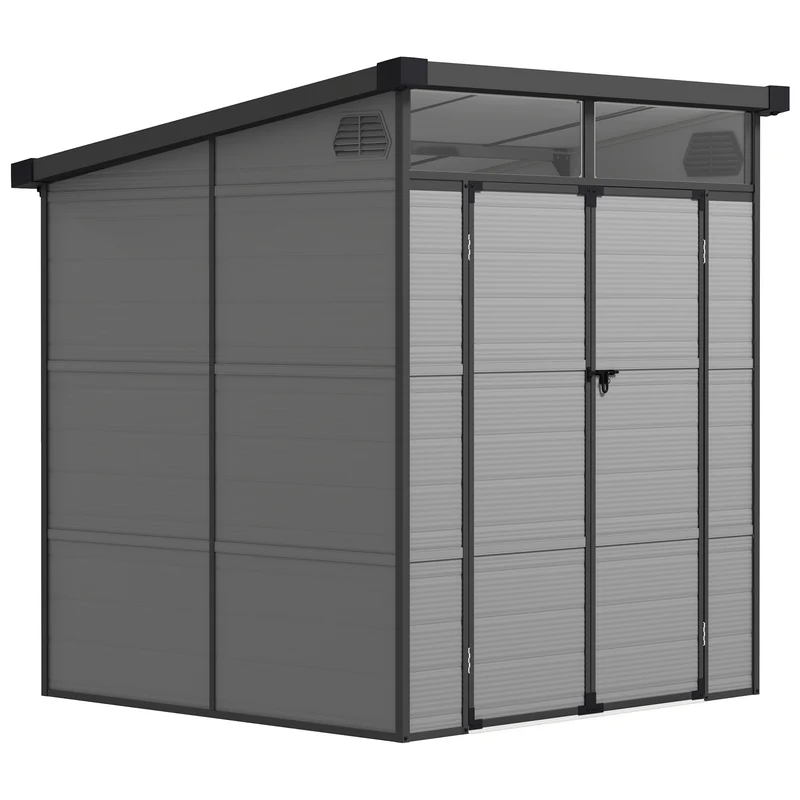 Outsunny Caseta de Jardín Exterior, 3,24 m², 190x191x215 cm, Cobertizo de Jardín Exterior, Puerta Corredera con Pestillo, Ventana y Ventilación, para Almacenamiento de Herramientas, Gris Claro