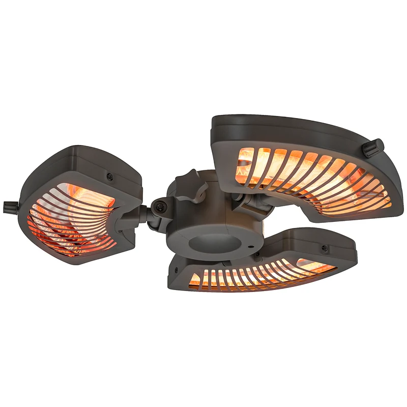 Outsunny Calefactor por Infrarrojos para Parasol, 800/1600/2400W, Estufa Exterior Eléctrica de Aluminio con 3 Niveles de Calentamiento, Protección Antivuelco, IP44, para Terraza, Patio y Jardín, Negro