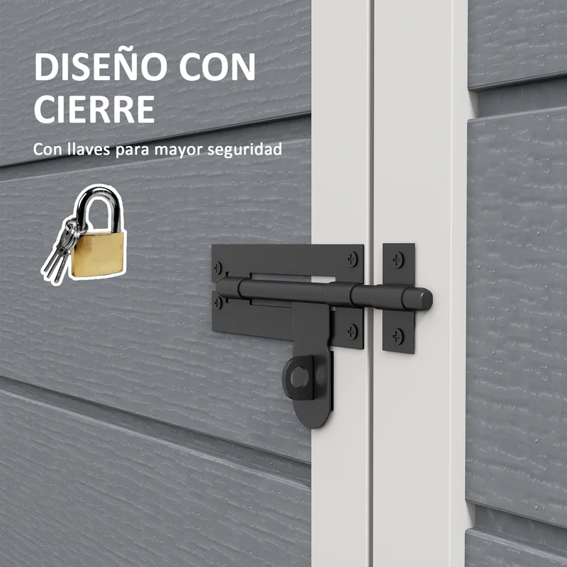 Outsunny Caseta de Jardín Exterior, 1,14 m², 151x92x193 cm, Cobertizo de Jardín Exterior con Suelo, Puerta Corredera, Ventana y Techo Inclinado, para Almacenamiento de Herramientas, Gris