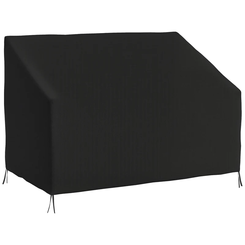 Outsunny Funda para Banco de Jardín 2 Plazas, Funda Sofá Exterior Impermeable, Tela Oxford 600D con Recubrimiento, 140x84x56/94 cm para Patio, Terraza, Negro