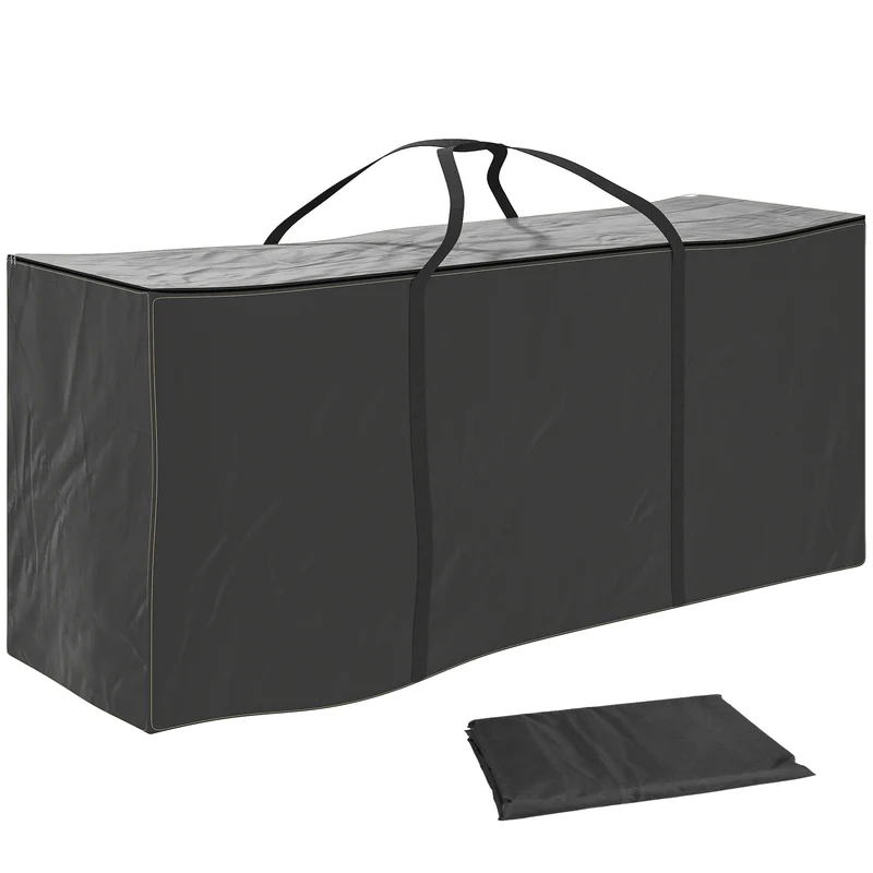 Outsunny Bolsa de Almacenamiento para Cojines de Jardín Impermeable, Bolsa de Almacenamiento para Árbol de Navidad, Oxford 600D Resistente con Asas, Funda de Cojines para Exterior, 175x55x75 cm, Negro