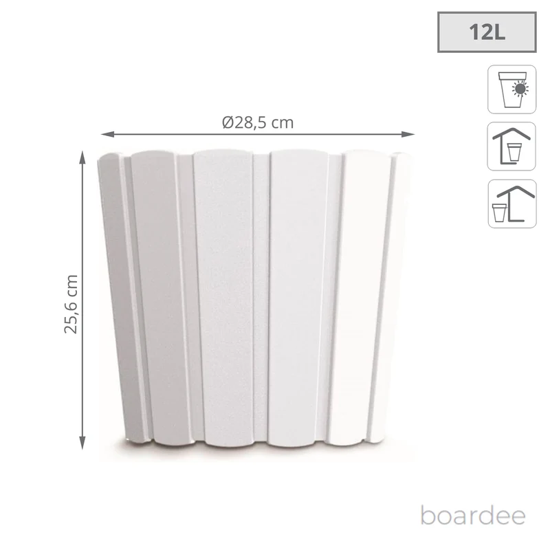Maceta Boardee Basic 12l., Dimensiones (mm) 285x285x256, Color Blanco