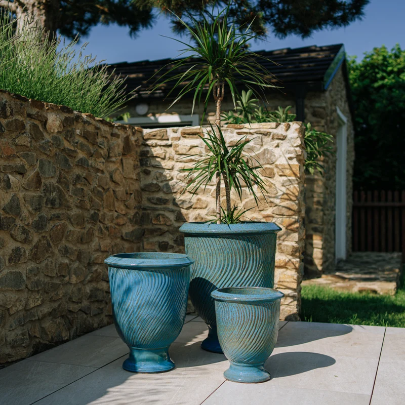 Pot MORGANE 42x52cm bleu fer