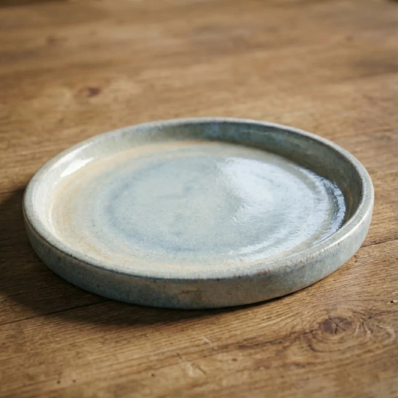 Soucoupe 17cm perle faite à la main en terre cuite émaillée