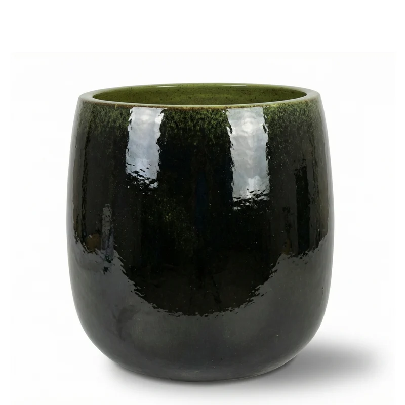 Pot SOCRATE 32x33cm noir et vert