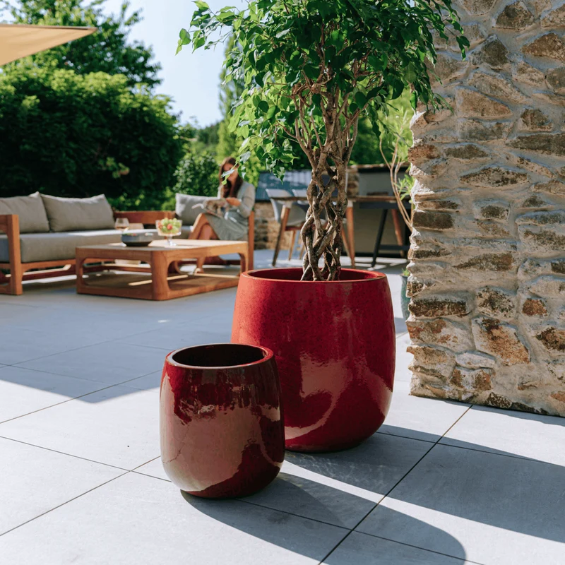 Pot SOCRATE 32x33cm rouge tropical