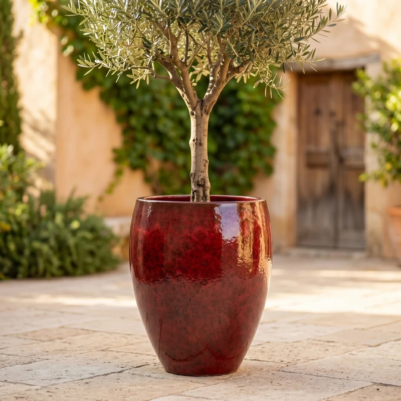 Pot POSEIDON2 28x31cm rouge tropical