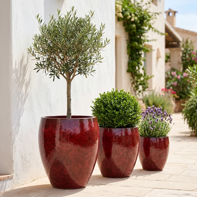 Pot POSEIDON2 28x31cm rouge tropical