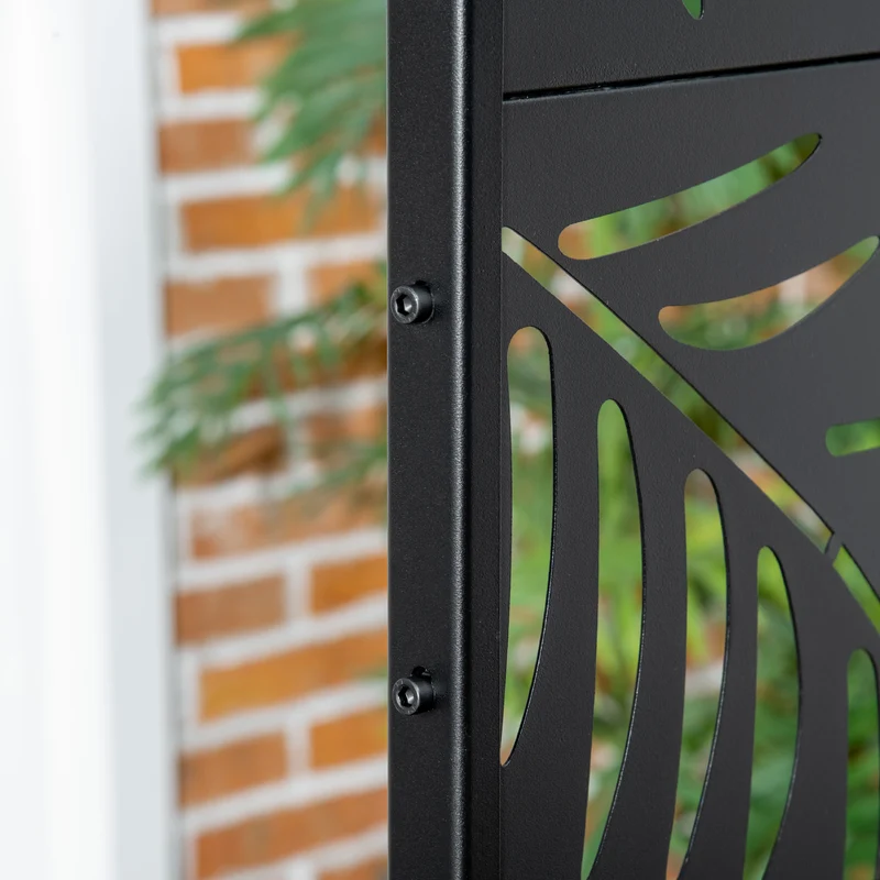 Outsunny Biombo Para Exterior De 3 Piezas Con Diseño De Hoja De Mimbre Negro
