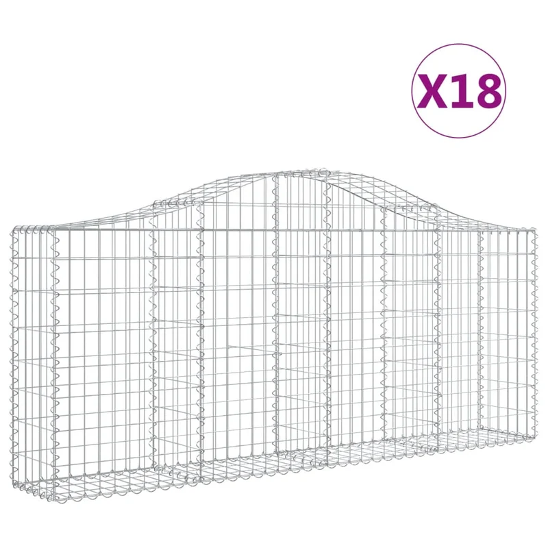 Cestas De Gaviones 18 Uds Forma De Arco Hierro 200x30x80/100 Cm