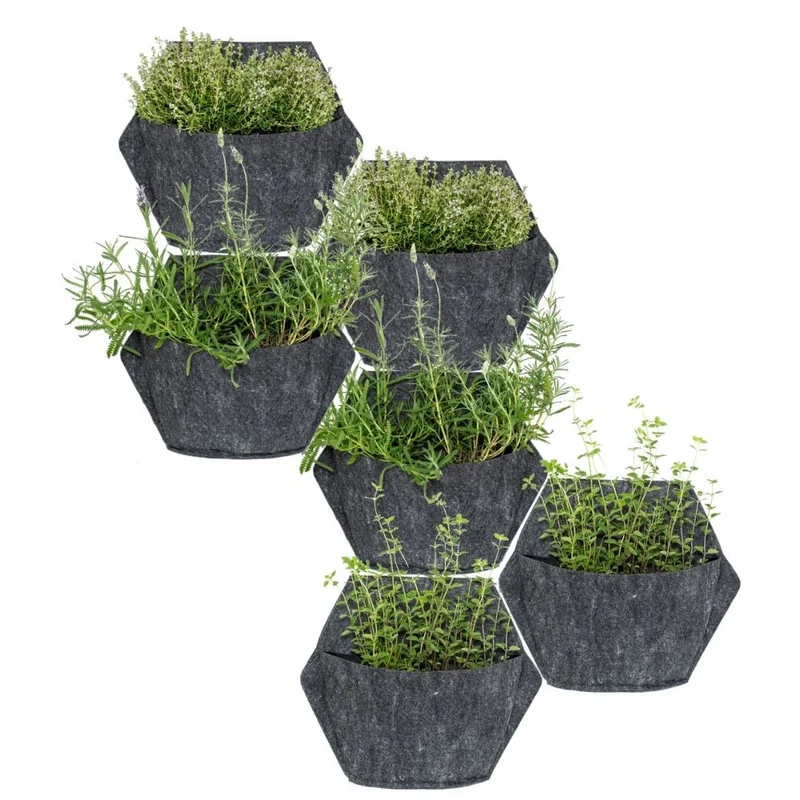 Jardín Vertical Modular Citysens Con Riego Manual De 6 Maceteros – Blanco Con Funda Téxtil Reciclada