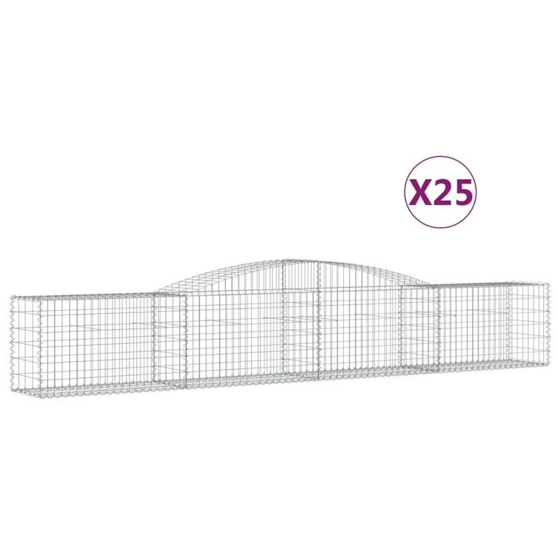 Cestas De Gaviones 25 Uds Forma De Arco Hierro 400x50x60/80 Cm
