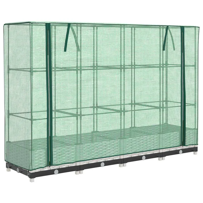Arriate Con Cubierta Invernadero Aspecto Ratán 160x40x123 Cm