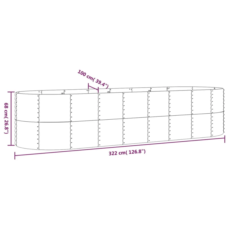 Jardinera Arriate Acero Galvanizado Gris 322x100x68 Cm