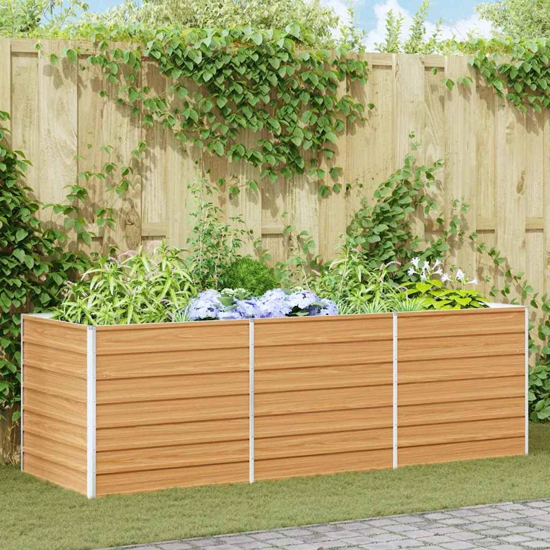 Arriate Elevado Marrón Claro 240 X 80 X 77 Cm Acero Galvanizado
