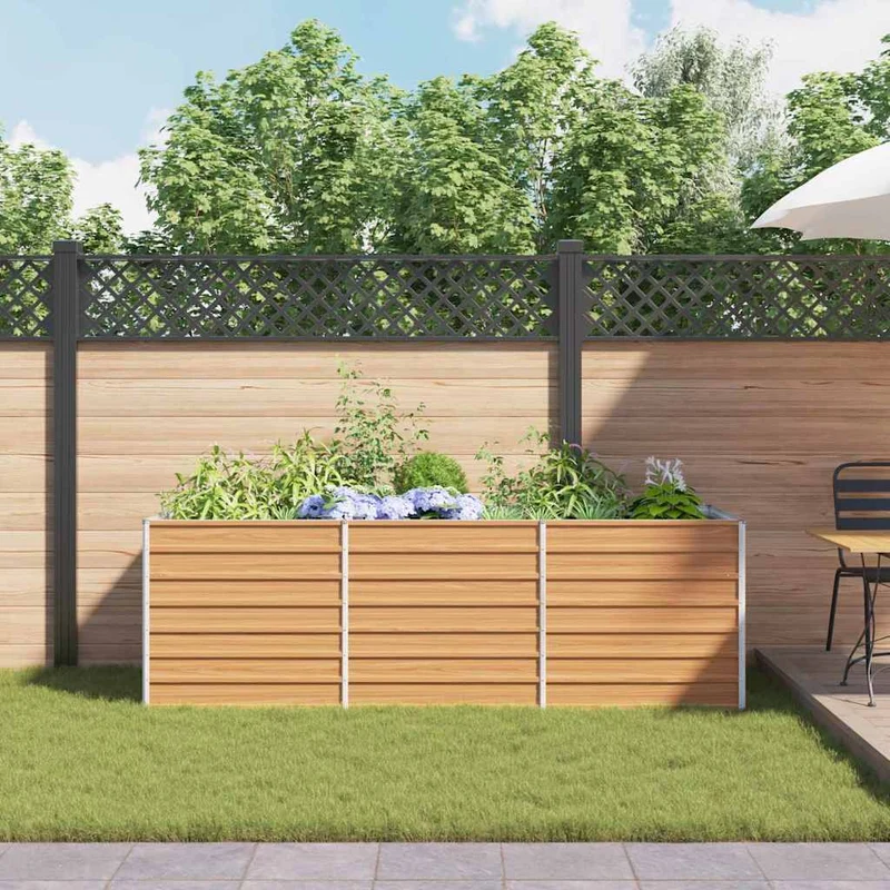 Arriate Elevado Marrón Claro 240 X 80 X 77 Cm Acero Galvanizado