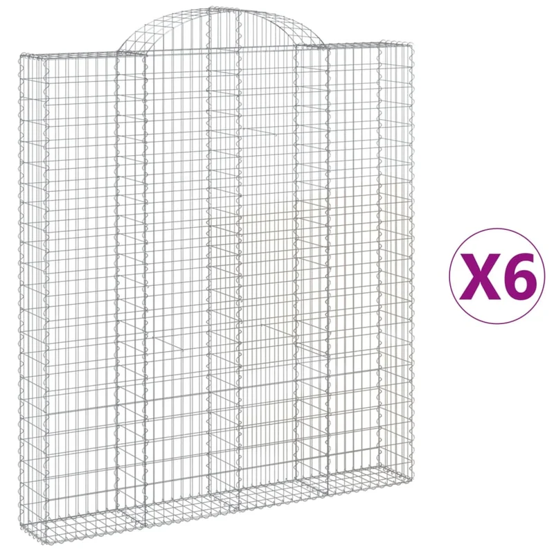 Cestas De Gaviones 6 Uds Forma De Arco Hierro 200x30x220/240 Cm