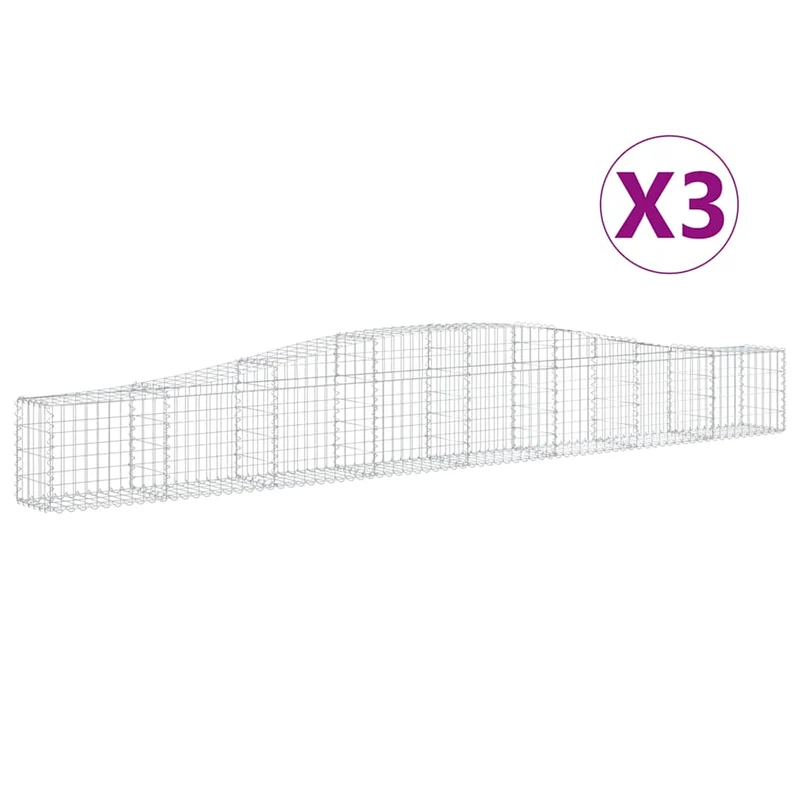 Cestas De Gaviones 3 Uds Forma De Arco Hierro 400x30x40/60 Cm