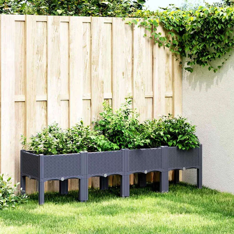 Jardinera Con Patas Pp Azul Gris 160x40x42 Cm