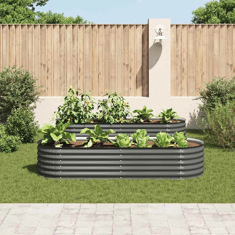 Arriate De Acero Galvanizado Gris 240x80x44 Cm