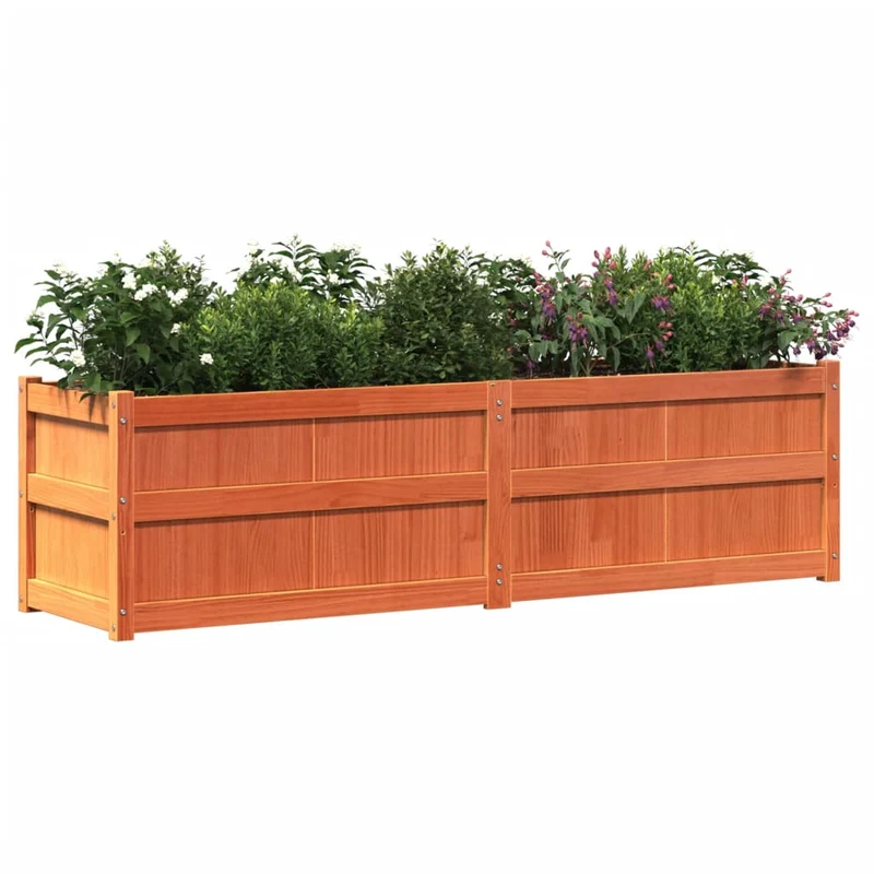 Jardinera Exterior Madera Maciza Pino Marrón Cera 180x50x50cm