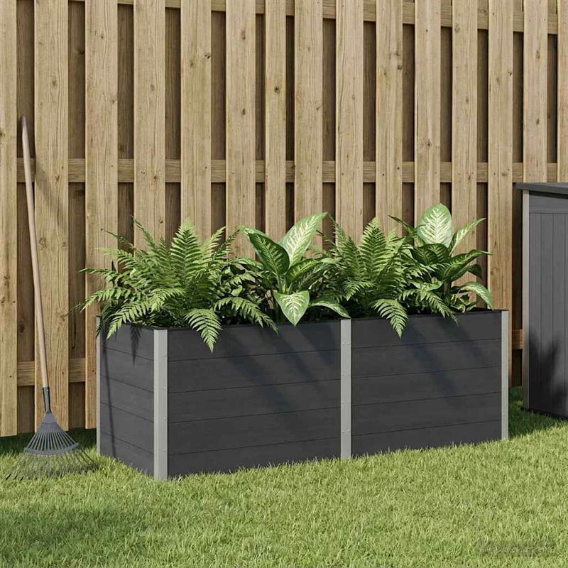 Arriate Elevado Negro 250 X 100 X 91 Cm Wpc Y Aluminio