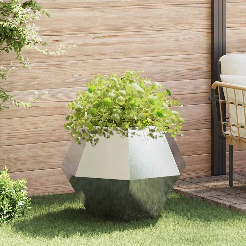 Jardinera Plateado 75 X 75 X 60 Cm Acero Inoxidable