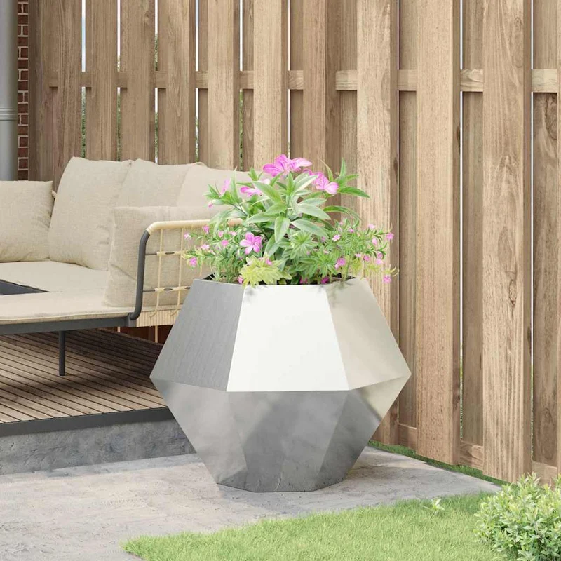 Jardinera Plateado 75 X 75 X 60 Cm Acero Inoxidable