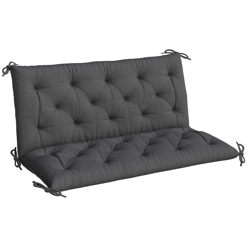 Outsunny Cojín Para Banco Con Respaldo 120x110x12 Cm Negro