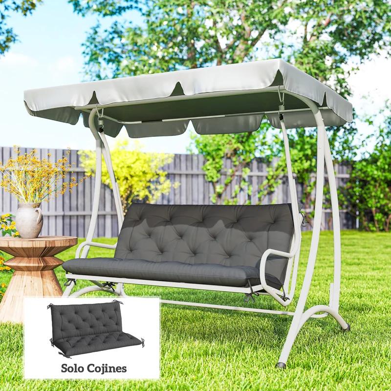 Outsunny Cojín Para Banco Con Respaldo 120x110x12 Cm Negro