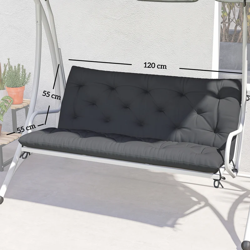 Outsunny Cojín Para Banco Con Respaldo 120x110x12 Cm Negro