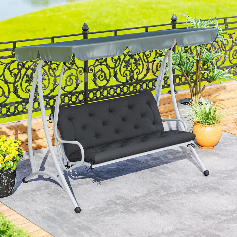 Outsunny Cojín Para Banco Con Respaldo 120x110x12 Cm Negro