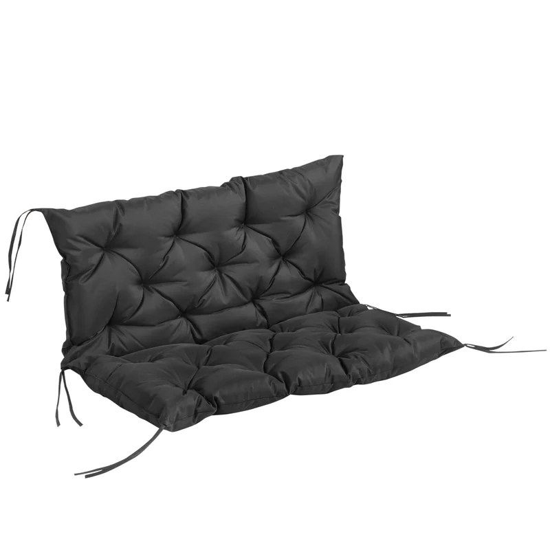 Outsunny Cojín Para Banco Con Respaldo De 2 Plazas 100x98x8 Cm Negro