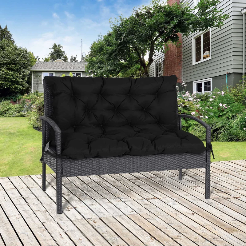 Outsunny Cojín Para Banco Con Respaldo De 2 Plazas 100x98x8 Cm Negro