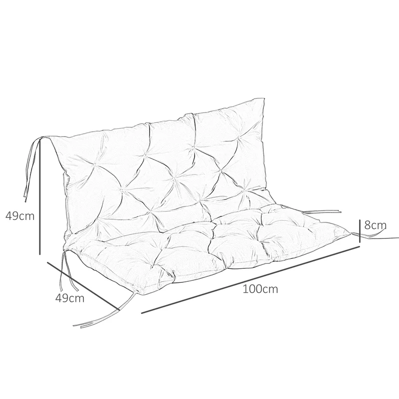 Outsunny Cojín Para Banco Con Respaldo De 2 Plazas 100x98x8 Cm Negro