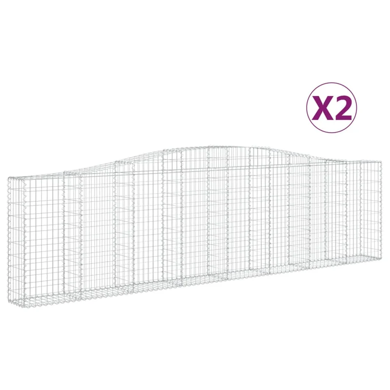 Cestas De Gaviones 2 Uds Forma De Arco Hierro 400x30x100/120 Cm