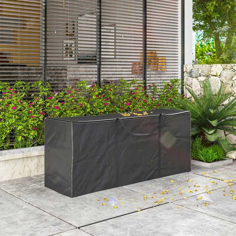 Outsunny Bolsa De Almacenamiento Para Cojines De Jardín 600d 125x40x55cm Negro