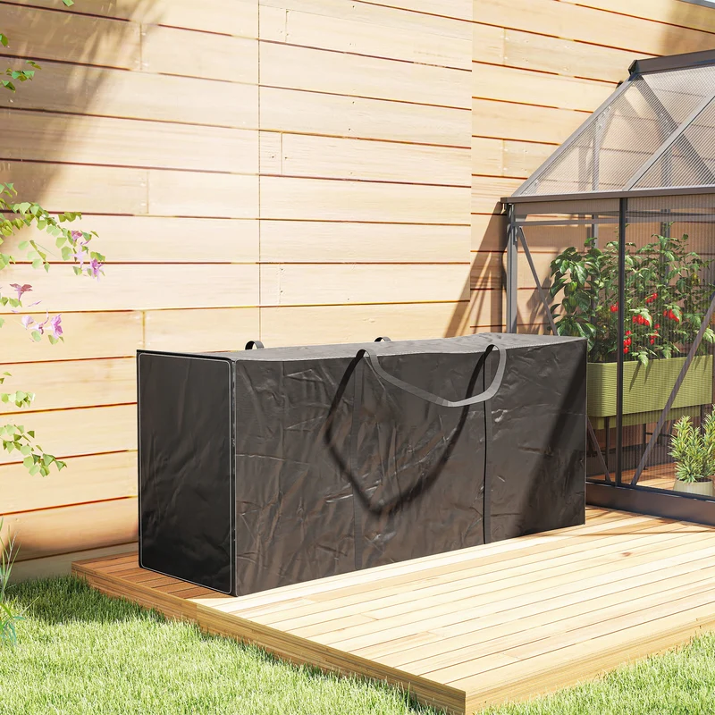 Outsunny Bolsa De Almacenamiento Para Cojines De Jardín 600d 125x40x55cm Negro