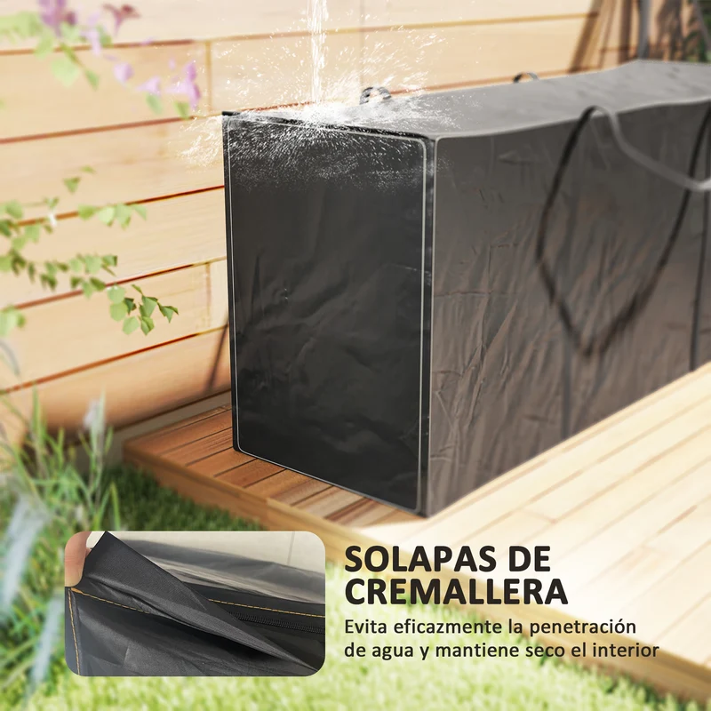 Outsunny Bolsa De Almacenamiento Para Cojines De Jardín 600d 125x40x55cm Negro