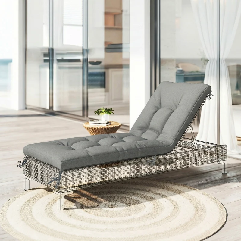 Outsunny Cojín Para Banco Y Tumbona Protección Uv50+ 198x65x13 Cm Gris Claro