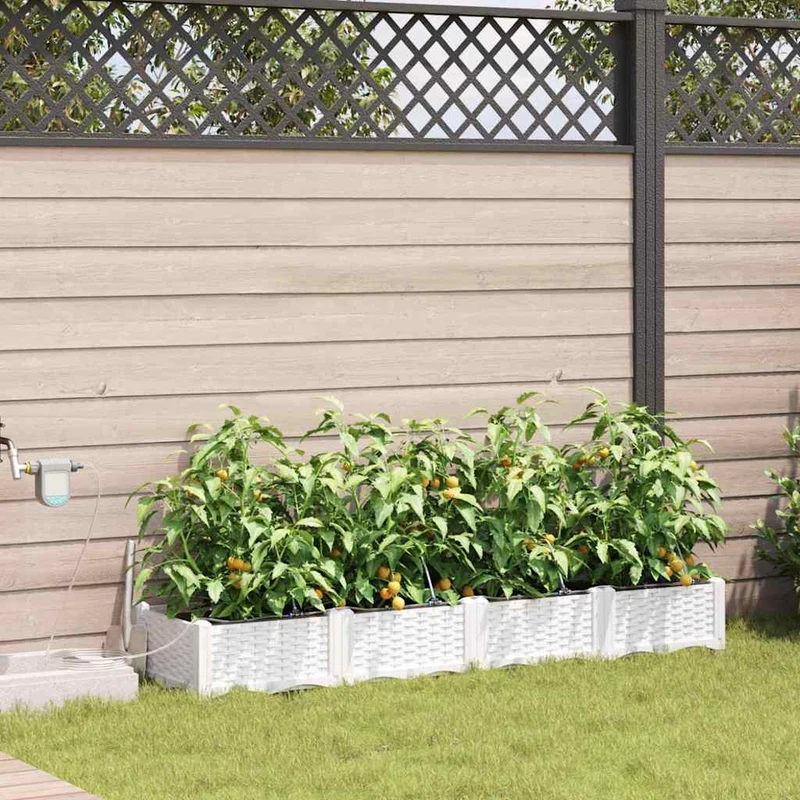 Macetero De Jardín 4 Uds. Blanco 160 X 40 X 22 Cm Pp
